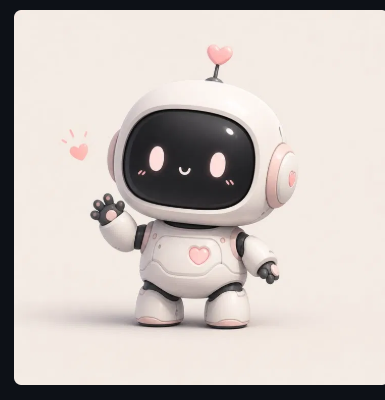 Momo, a cute white robot with a heart antenna and a friendly face